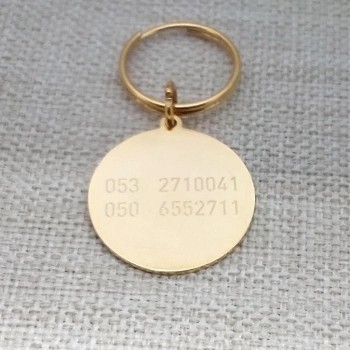 Metal Köpek isim Künyesi Altın Kaplama 30mm İsim Telefon